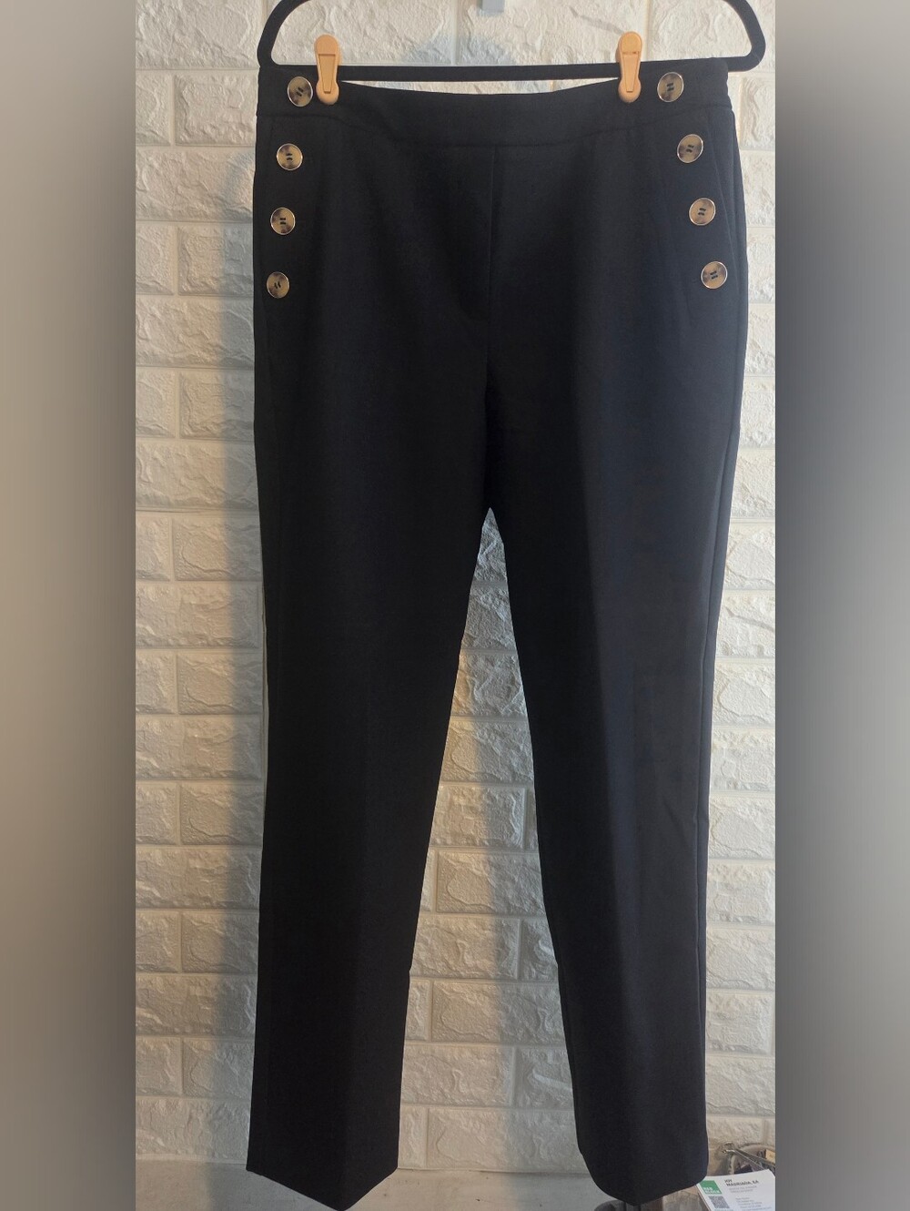 Rachel Zoe Black High-Rise Button-Accent Trousers